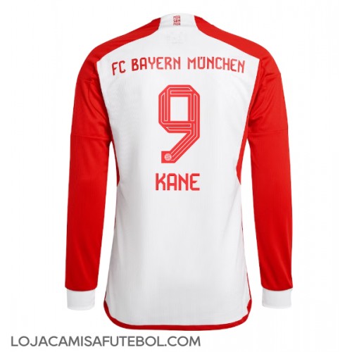 Camisa de Futebol Bayern Munich Harry Kane #9 Equipamento Principal 2023-24 Manga Comprida